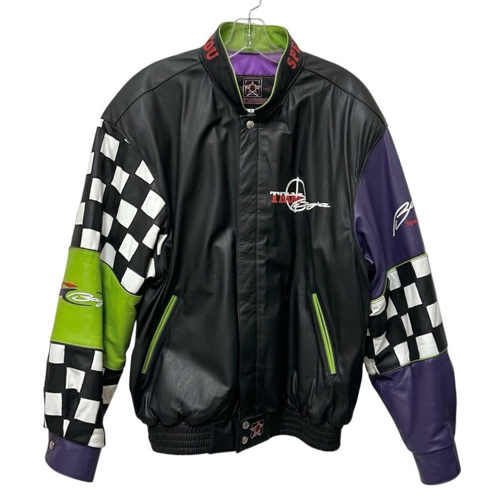 JH Designs jacket coat black leather Baja motorcycle size L